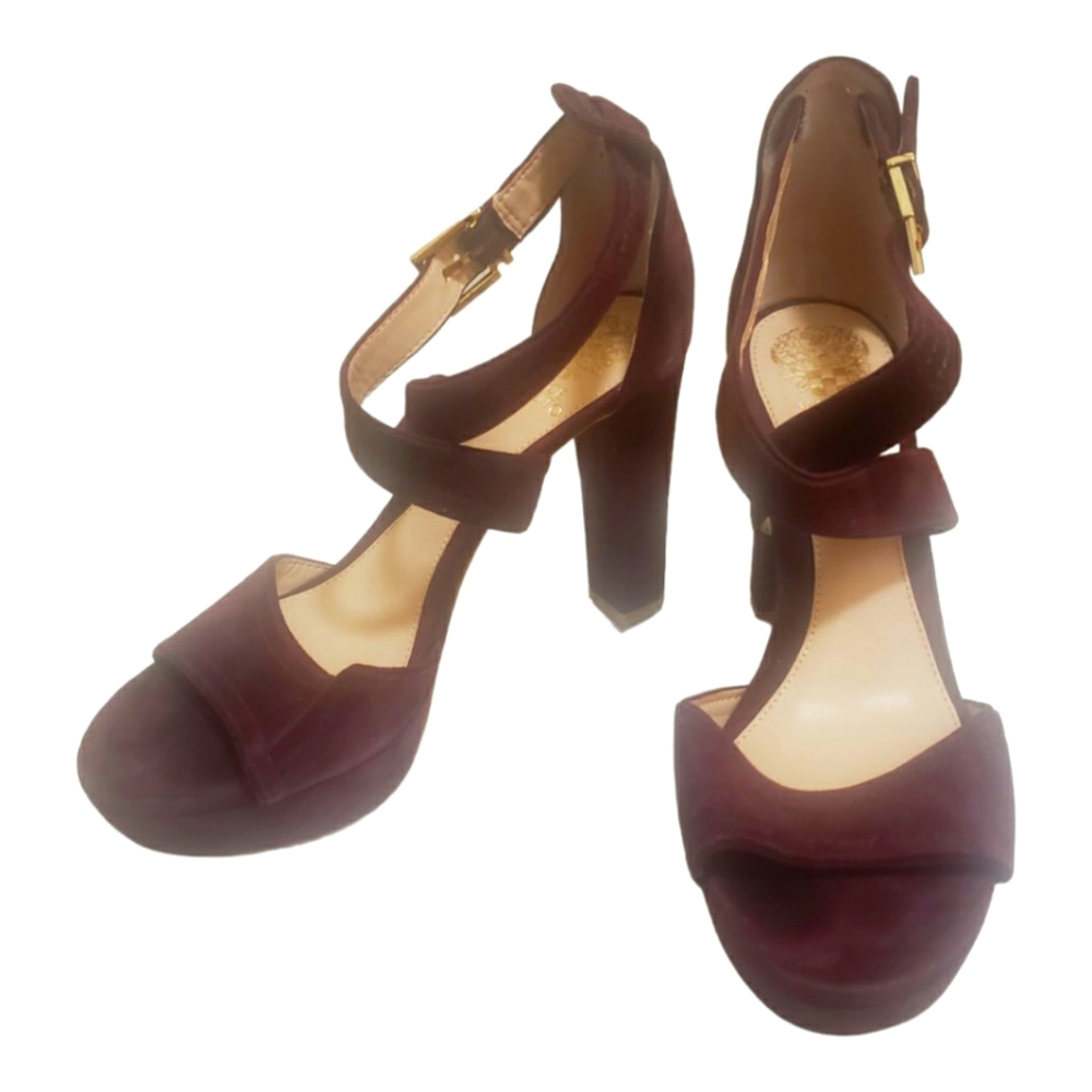 Vince Camuto Women's Suede Open-Toe Deep Sugar Plum Platform Heels 👠 Size 9M